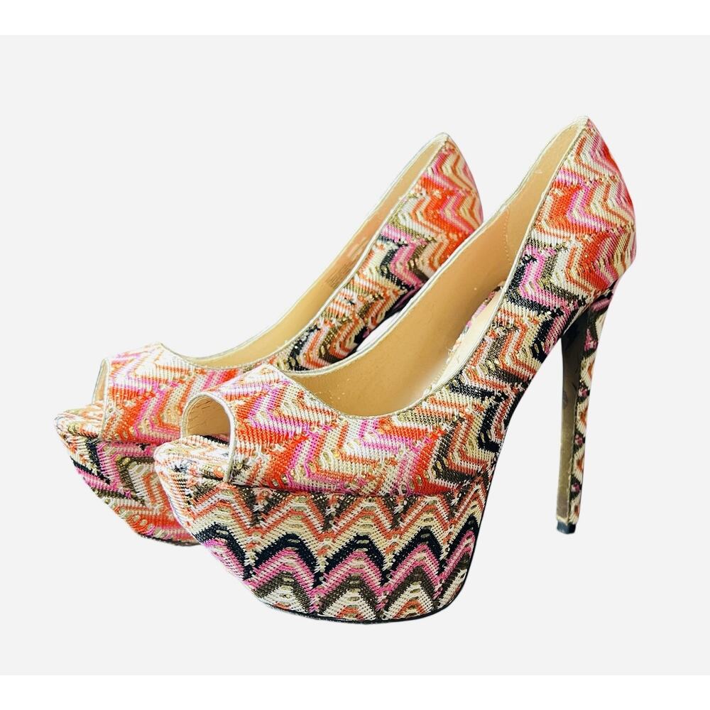 Betsey Johnson Bardot‎ Heels 9 M Fabric Platform Stiletto Heels